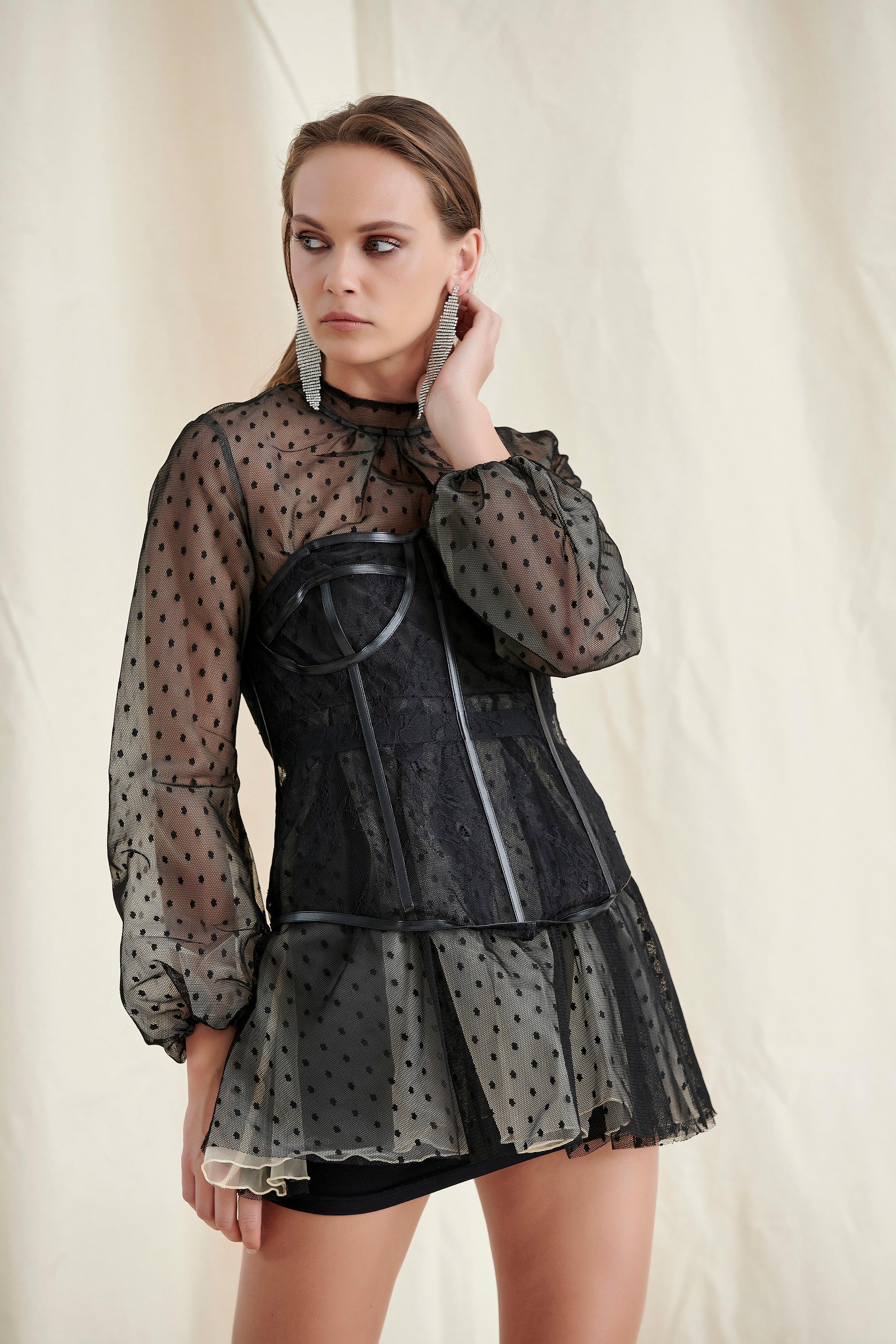Black Lace Corset Mini Dress – Krzno