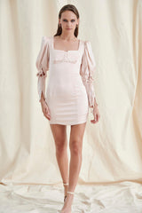 Blush Pink Puff Sleeve Mini Dress