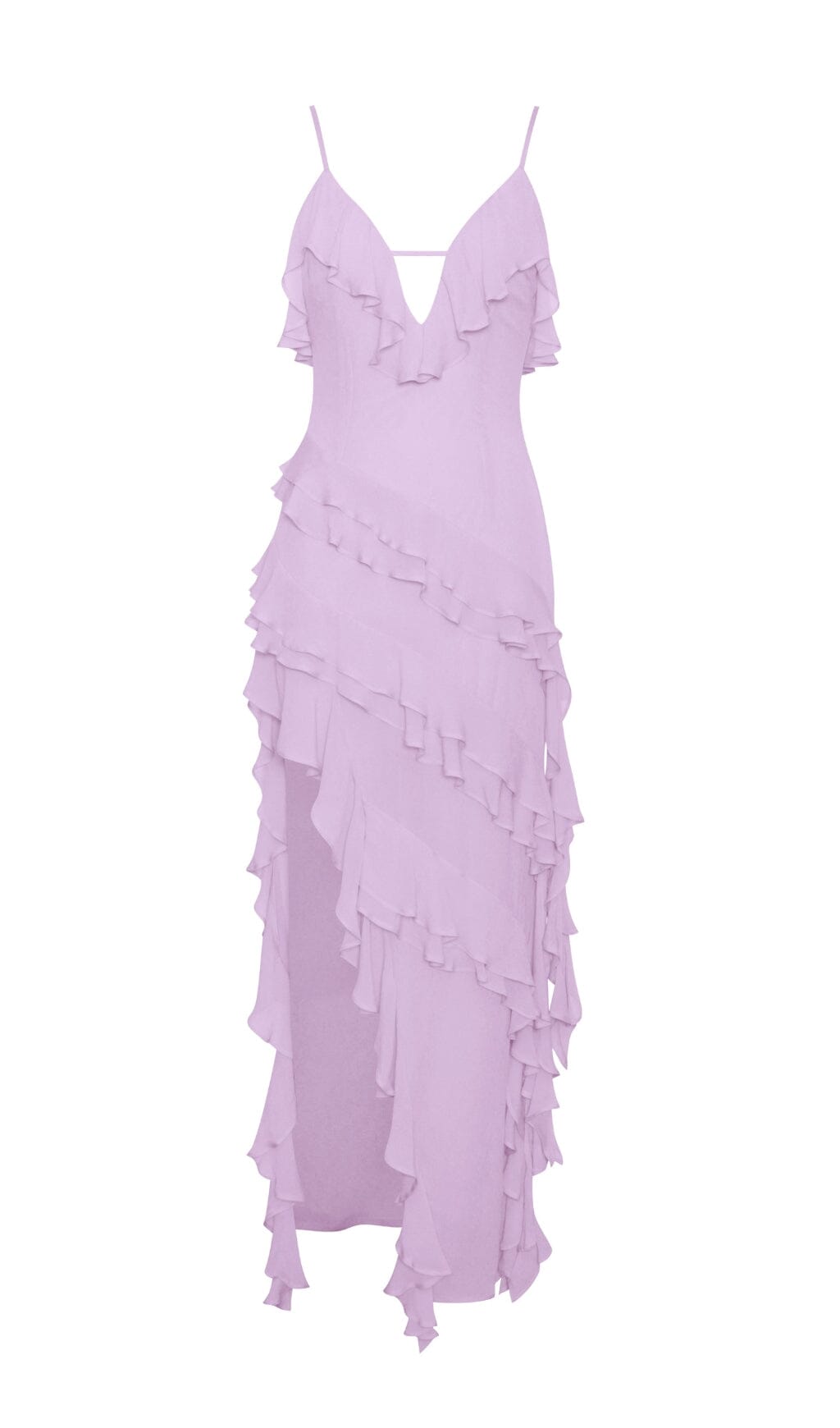 Lilac RAYON Ruffle Maxi Dress