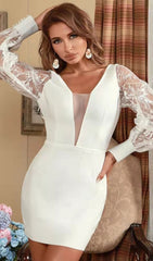 White LEAKY Back Lace Stitching Dress