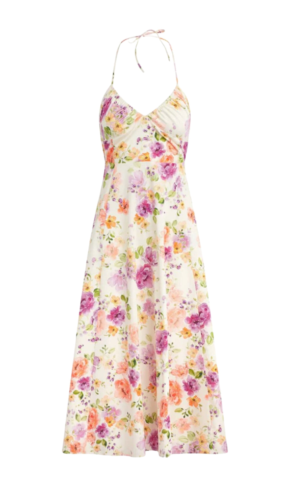 Floral Halter Midi Dress In Pink