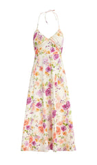 Floral Halter Midi Dress In Pink