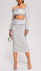 GREY Knit Long Sleeve Two Piece Set