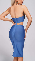 JUDITHA Strapless Midi Bandage Dress - Blue