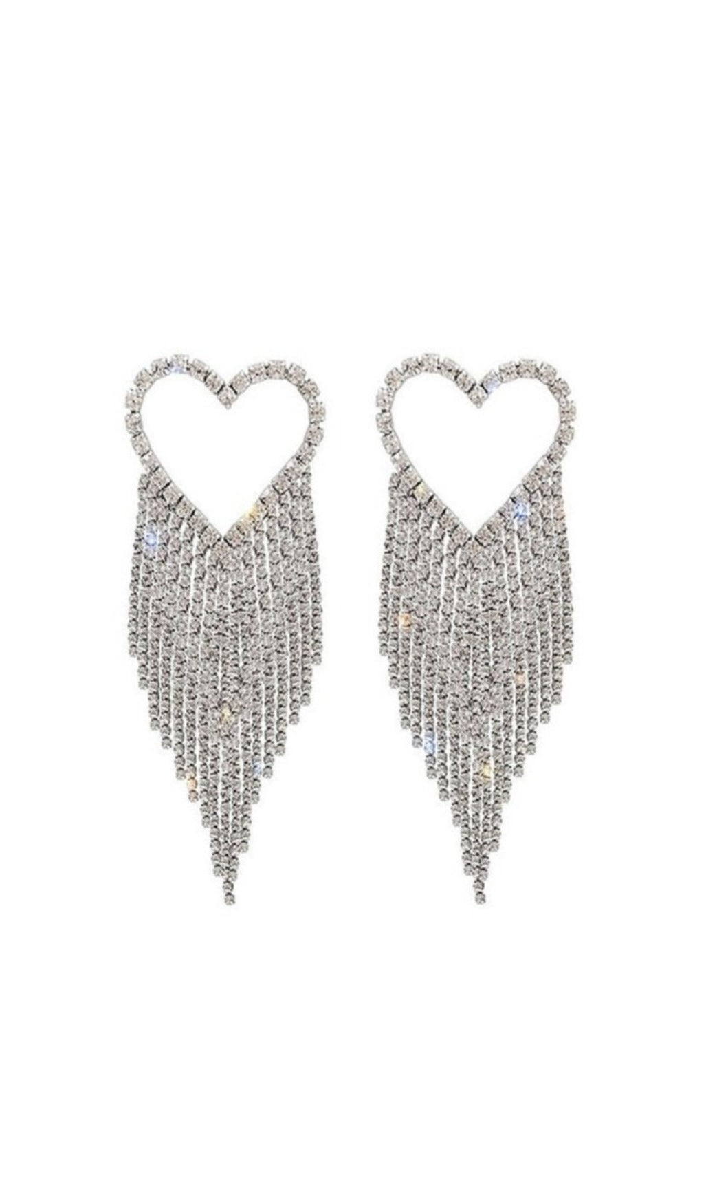 Sliver Rhinestone Tassel Earrings